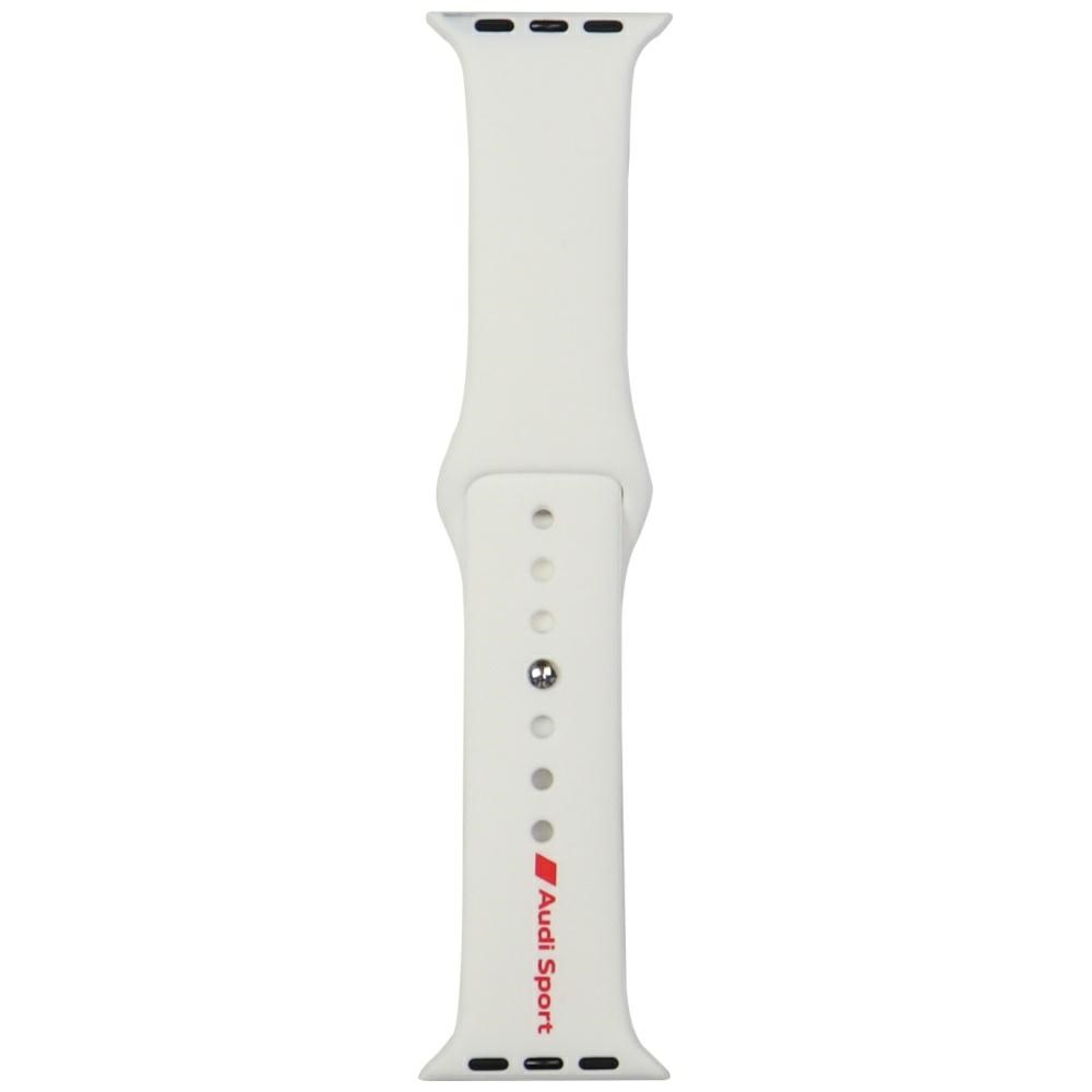 Audi Strap Sport Red Logo Silicone Watch Strap Apple Watch SE/11/10/9/8/7/6/5/4/3 (42/41/40/38mm)White