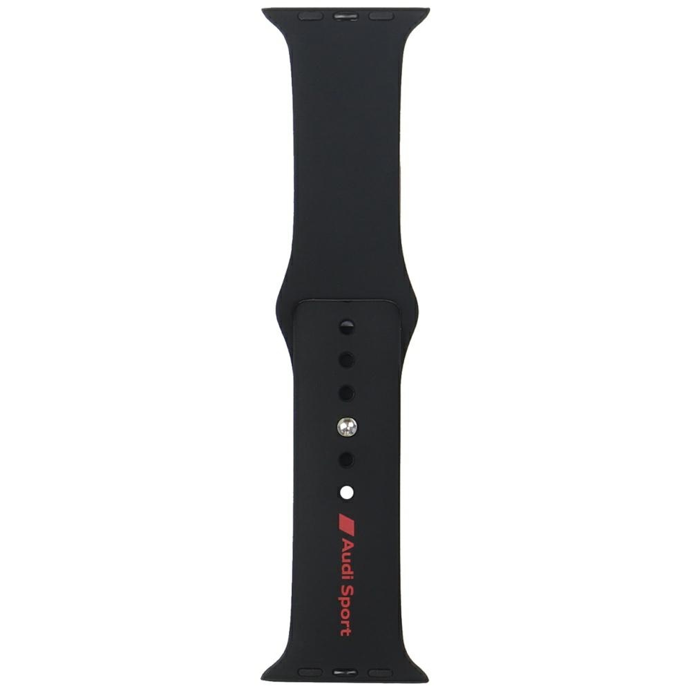 Audi Strap Sport Red Logo Silicone Watch Strap Apple Watch SE/11/10/9/8/7/6/5/4/3/Ultra 1/2/3 (44/45/46/49mm) Black