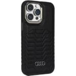 Audi Synthetic Leather MagSafe Black Hardcase AU-TPUPCMIP14PM-GT/D3-BK Kryt iPhone 14 Pro Max