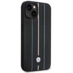 BMW BMHCP14S22RVSK Black Hardcase Leather Stamp Blue Lines Kryt iPhone 13/14/15