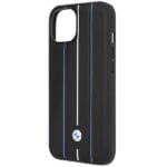 BMW BMHCP14S22RVSK Black Hardcase Leather Stamp Blue Lines Kryt iPhone 13/14/15