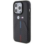 BMW BMHCP15L22NSTB Black Stamped Tricolor Stripe Kryt iPhone 15 Pro