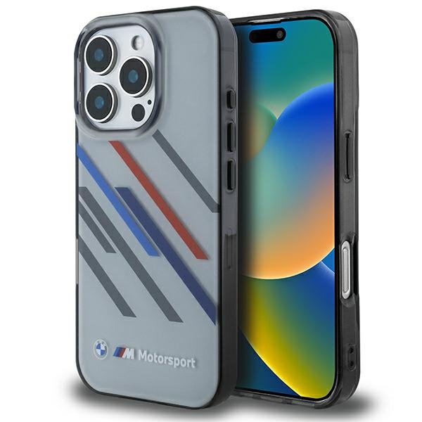 BMW BMHCP16L23HTRAG Grey Hardcase Motorsport IML Random Stripes Kryt iPhone 16 Pro