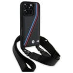 BMW BMHCP16L23PSVTK Black Hardcase M Edition Carbon Tricolor Lines & Strap Kryt iPhone 16 Pro