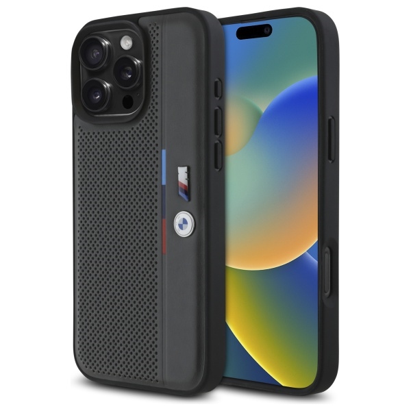 BMW BMHCP16L23PUPVA Anthracite Hardcase M Perforated Tricolor Detail Line Kryt iPhone 16 Pro