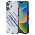 BMW BMHCP16M23HTRAG Grey Hardcase Motorsport IML Random Stripes Kryt iPhone 16 Plus