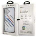 BMW BMHCP16M23HTRAG Grey Hardcase Motorsport IML Random Stripes Kryt iPhone 16 Plus