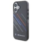 BMW BMHCP16M23HTRAK Black Hardcase Motorsport IML Random Stripes Kryt iPhone 16 Plus