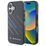 BMW BMHCP16M23HTRAK Black Hardcase Motorsport IML Random Stripes Kryt iPhone 16 Plus