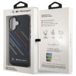 BMW BMHCP16M23HTRAK Black Hardcase Motorsport IML Random Stripes Kryt iPhone 16 Plus