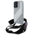 BMW BMHCP16S23PSCCG Grey Hardcase M Edition Carbon Stripe & Strap Kryt iPhone 16