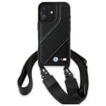 BMW BMHCP16S23PSCCK Black Hardcase M Edition Carbon Stripe & Strap Kryt iPhone 16