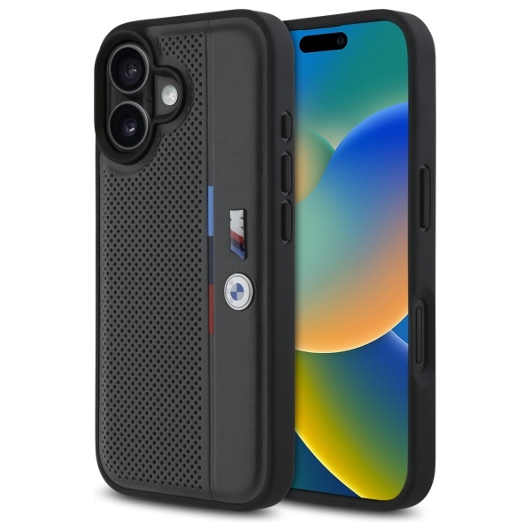 BMW BMHCP16S23PUPVA Anthracite Hardcase M Perforated Tricolor Detail Line Kryt iPhone 16