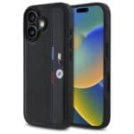 BMW BMHCP16S23PUPVK Black Hardcase M Perforated Tricolor Detail Line Kryt iPhone 16