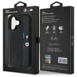 BMW BMHCP16S23PUPVK Black Hardcase M Perforated Tricolor Detail Line Kryt iPhone 16