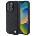 BMW BMHCP16X23RCGPK Black Hardcase Sign Leather Crossing Lines Patt Kryt iPhone 16 Pro Max