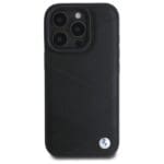 BMW BMHCP16X23RCGPK Black Hardcase Sign Leather Crossing Lines Patt Kryt iPhone 16 Pro Max