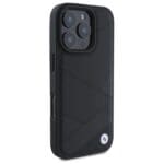 BMW BMHCP16X23RCGPK Black Hardcase Sign Leather Crossing Lines Patt Kryt iPhone 16 Pro Max