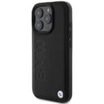 BMW BMHCP16XSLLBK Black Hardcase Leather Hot Stamp Kryt iPhone 16 Pro Max