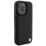 BMW BMHCP16XSLLBK Black Hardcase Leather Hot Stamp Kryt iPhone 16 Pro Max