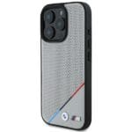 BMW BMHMP16L23PUPDG Grey Hardcase M Perforated Tricolor Line MagSafe Kryt iPhone 16 Pro