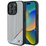 BMW BMHMP16L23PUPDG Grey Hardcase M Perforated Tricolor Line MagSafe Kryt iPhone 16 Pro