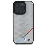 BMW BMHMP16L23PUPDG Grey Hardcase M Perforated Tricolor Line MagSafe Kryt iPhone 16 Pro