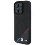 BMW BMHMP16L23PUPDK Black Hardcase M Perforated Tricolor Line MagSafe Kryt iPhone 16 Pro