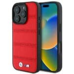 BMW BMHMP16L23PUSPR Red Hardcase M Perforated And Stitched Line MagSafe Kryt iPhone 16 Pro