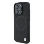 BMW BMHMP16L23RTPK Black Hardcase Sign Leather Half Textured And Circle Mag Kryt iPhone 16 Pro