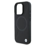 BMW BMHMP16L23RTPK Black Hardcase Sign Leather Half Textured And Circle Mag Kryt iPhone 16 Pro