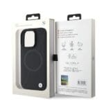 BMW BMHMP16L23RTPK Black Hardcase Sign Leather Half Textured And Circle Mag Kryt iPhone 16 Pro