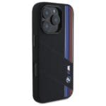 BMW BMHMP16L23SCUK Black Hardcase Silicone Cut Tricolor Lines MagSafe Kryt iPhone 16 Pro