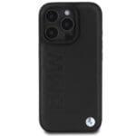 BMW BMHMP16LSLLBK Black Hardcase Leather Hot Stamp MagSafe Kryt iPhone 16 Pro