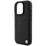 BMW BMHMP16LSLLBK Black Hardcase Leather Hot Stamp MagSafe Kryt iPhone 16 Pro