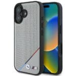 BMW BMHMP16S23PUPDG Grey Hardcase M Perforated Tricolor Line MagSafe Kryt iPhone 16