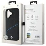 BMW BMHMP16S23RDCLK Black Hardcase Sign Leather Textured And Line MagSaf Kryt iPhone 16