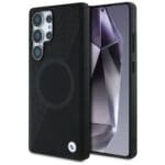 BMW Leather Half Textured MagSafe Black Kryt Samsung Galaxy S25 Ultra