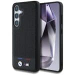 BMW Leather Tricolor Stripe MagSafe Black Kryt Samsung Galaxy S25