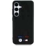 BMW Leather Tricolor Stripe MagSafe Black Kryt Samsung Galaxy S25