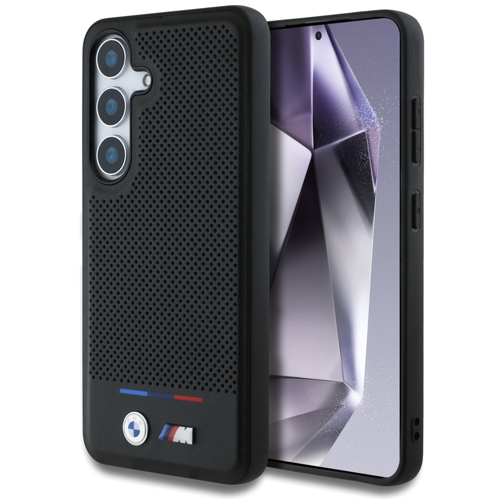 BMW Leather Tricolor Stripe MagSafe Black Kryt Samsung Galaxy S25