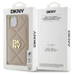 DKNY DKHCP14SPQDSLE Beige Quilted Stack Logo Kryt iPhone 14