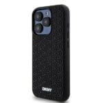 DKNY DKHCP15L3DRPWK Black Hardcase 3D Rubber Repeat Pattern Kryt iPhone 15 Pro