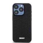 DKNY DKHCP15L3DRPWK Black Hardcase 3D Rubber Repeat Pattern Kryt iPhone 15 Pro
