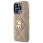 DKNY DKHCP15LPQDSLE Beige Quilted Stack Logo Kryt iPhone 15 Pro