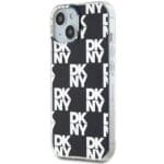 DKNY DKHCP15MHDLCEK Black Hardcase IML Checkered Mono Pattern Kryt iPhone 14 Plus/15 Plus