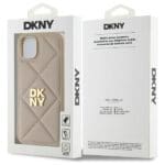 DKNY DKHCP15MPQDSLE Beige Quilted Stack Logo Kryt iPhone 15 Plus