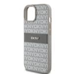 DKNY DKHCP15MPRTHSLE Beige Hardcase Leather Mono Stripe & Metal Logo Kryt iPhone 14 Plus/15 Plus