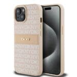 DKNY DKHCP15MPRTHSLP Pink Hardcase Leather Mono Stripe & Metal Logo Kryt iPhone 14 Plus/15 Plus