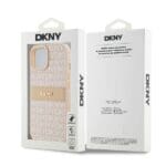 DKNY DKHCP15MPRTHSLP Pink Hardcase Leather Mono Stripe & Metal Logo Kryt iPhone 14 Plus/15 Plus